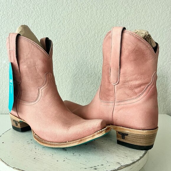 Lane EMMA JANE Womens Cowboy Bootie 7.5 Pink Leather Western Cowgirl Ankle Boots
